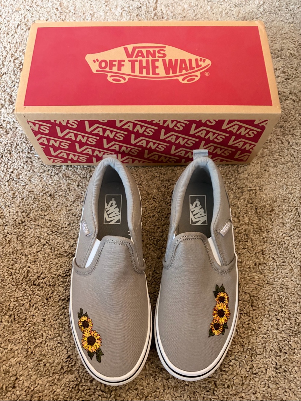 🌻Vans Asher Sunflower Grey Kids' Slip-On Shoes